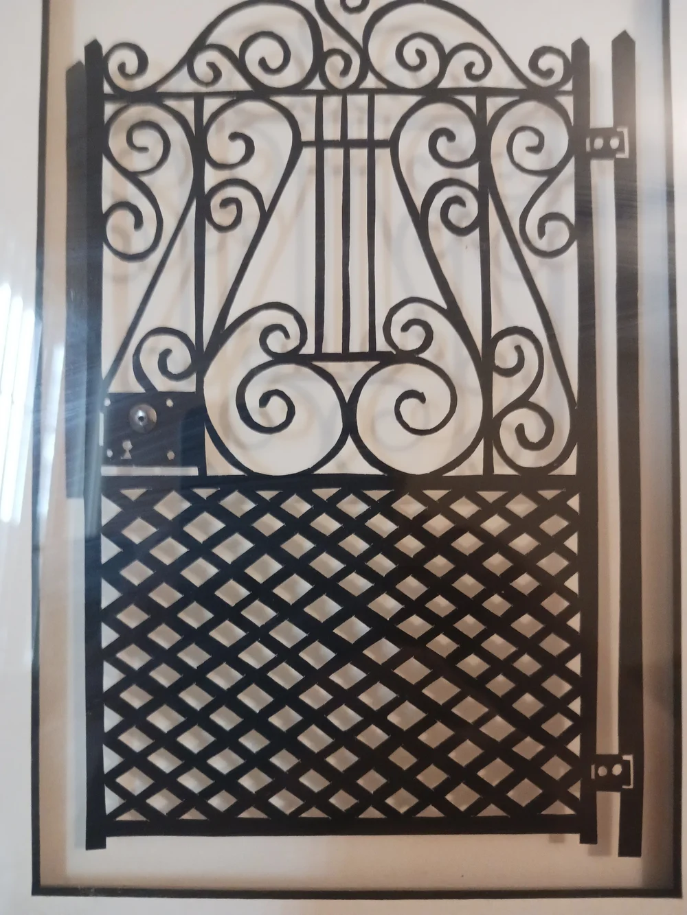 Framed Gate Art -Charleston Gates- Hand Cut Paper- Artist Signed 97